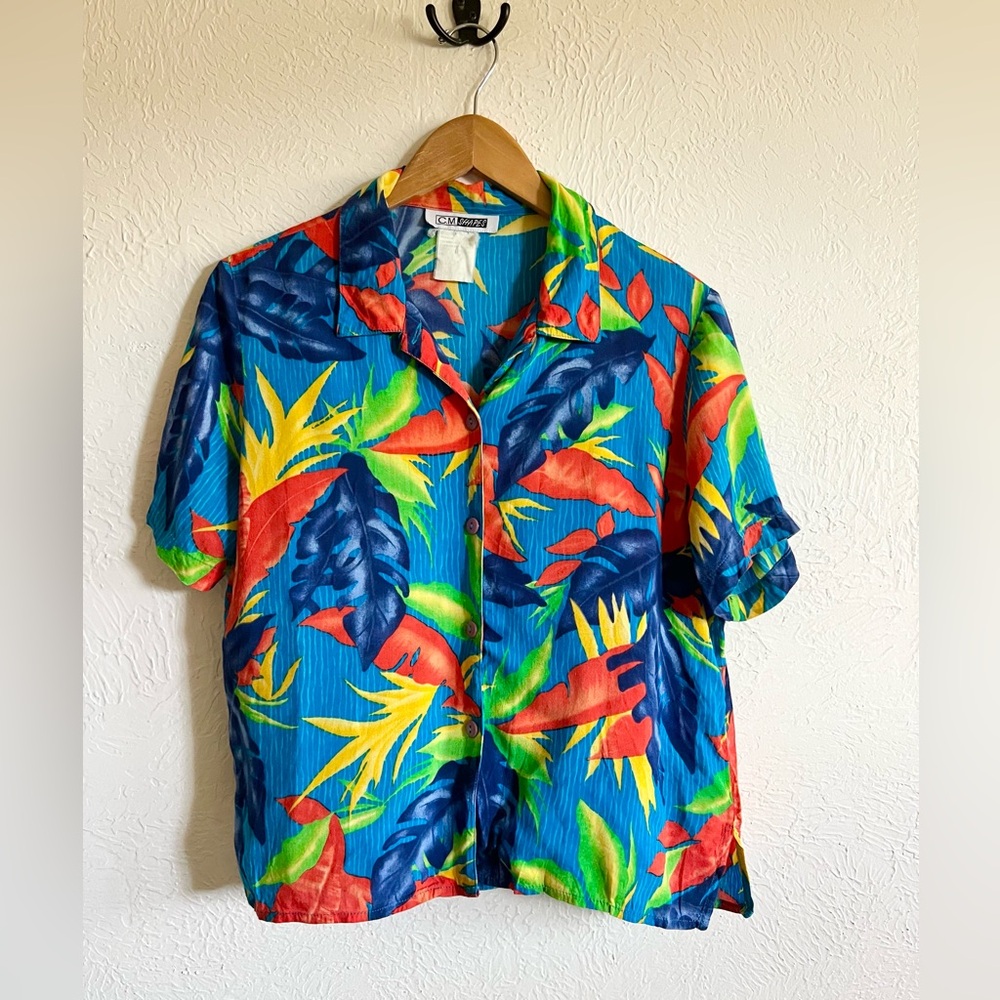 Retro Bird of Paradise Hawaiian Tiki Shirt 90s Vintage Small/Medium
